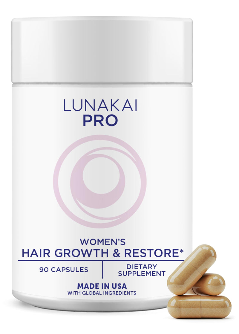 Lunakai USA Made Hair Growth Supplement for Women - Advanced 20 Nutrient with Marine Collagen, Saw Palmetto, Biotin & Keratin - Daily Hair Vitamins for Thicker Strands - 90 Capsules 90 Count (Pack of 1) Women Hair Growth Capsules