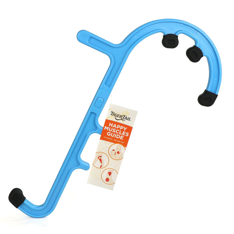 [Australia] - Tiger Tail Tiger Cane Back & Neck Massager – Trigger Point Deep Tissue Acupressure Hook with 7 Gription Knobs, Portable 2-Piece Self Massage Tool for Muscle Knot & Shoulder Pain Relief, Blue 
