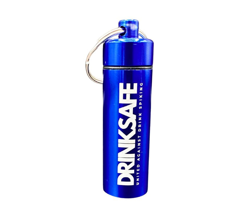 Drink Safe Keychain – 3 Drink Spiking Test Strips in Waterproof Case – Portable Beverage Test Kit for Instant Results Blue
