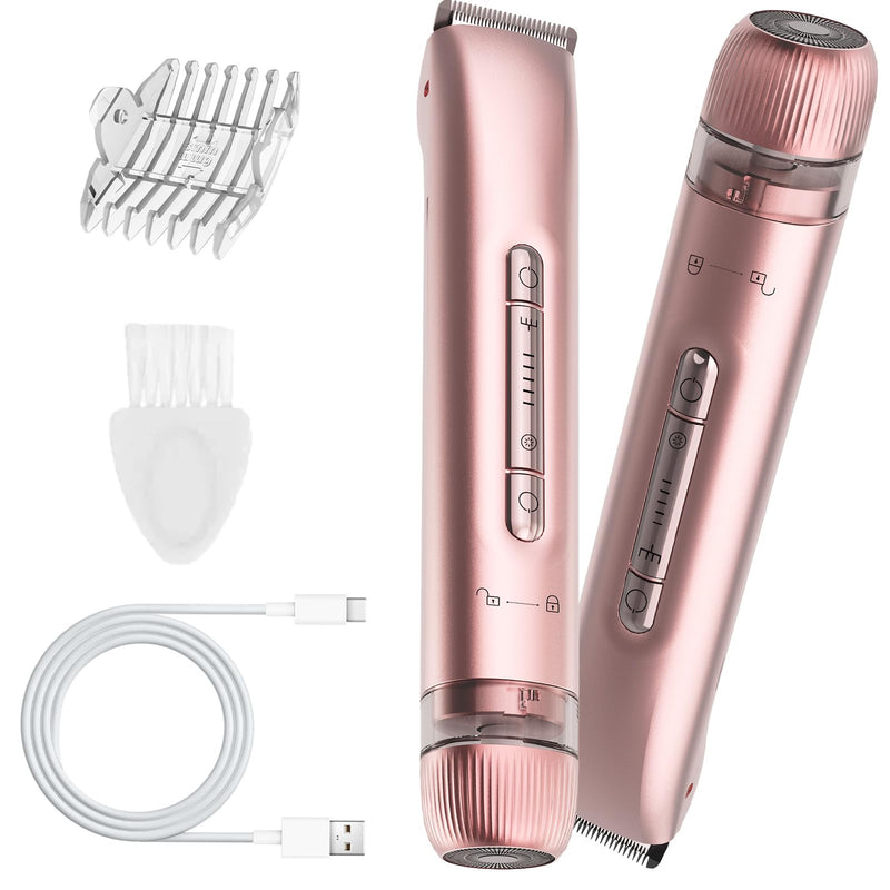 [Australia] - 2 in 1 Women Electric Shaver, Bikini Trimmer for Women Dual Head Wet & Dry Use IPX7 Waterproof, Body Hair Trimmer and Facial Hair Remover for Bikini Underarm Leg Arm Body Face (Rose Gold) Rose Gold 