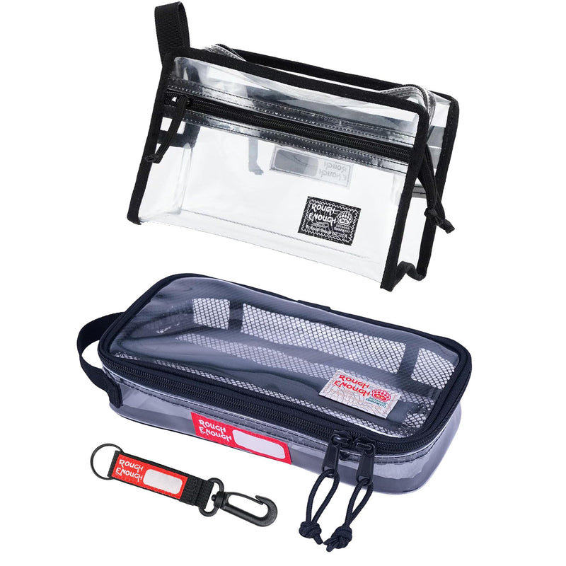 Rough Enough Clear Travel Toiletry Bag Cosmetic Bags Makeup Organizer Pouch for Women Men Bundle Set