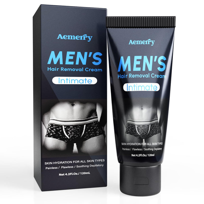 [Australia] - Hair Removal Cream for Men - Painless Depilatory Cream for Manscaping Unwanted Coarse Hair - Suitable for All Skin Types and Sensitive - Infused with Aloe Vera and Vitamin E - 4.2 Fl Oz 