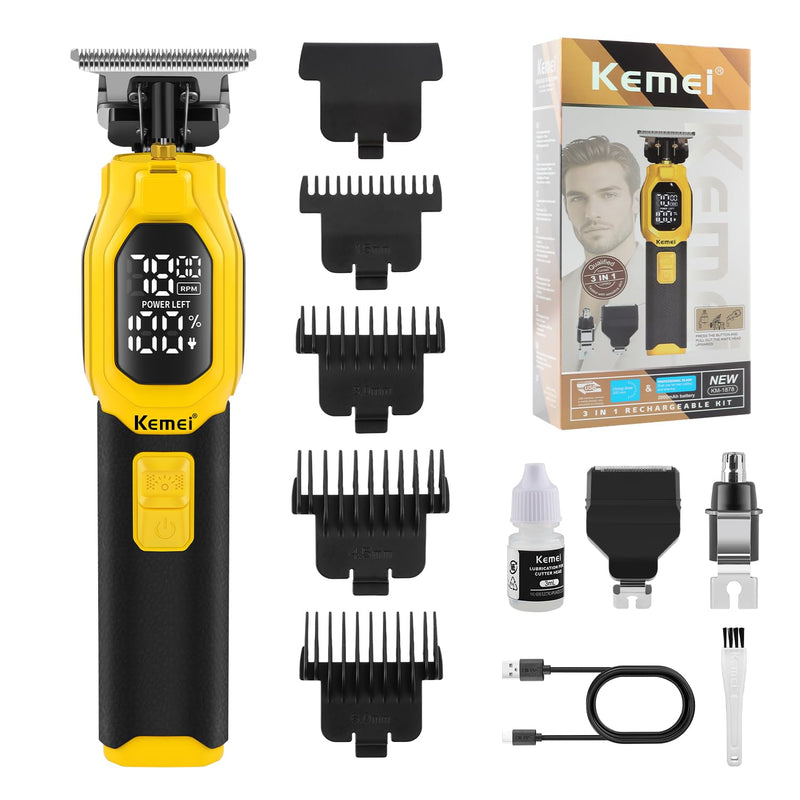 [Australia] - KEMEI Professional 3-in-1 Complete Grooming Tools for Men, Cordless Beard Trimmer, Electric Facial, Ear & Nose Trimmer, Rechargeable Hair Clippers, Gifts for Men 