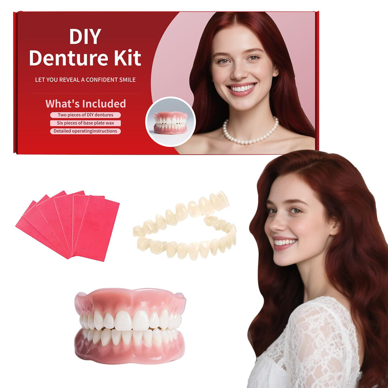 [Australia] - Dentures DIY Kit: Full Set Top & Bottom Fake Teeth for at-Home Smile Enhancement - Easy & Universal Fit-A06 