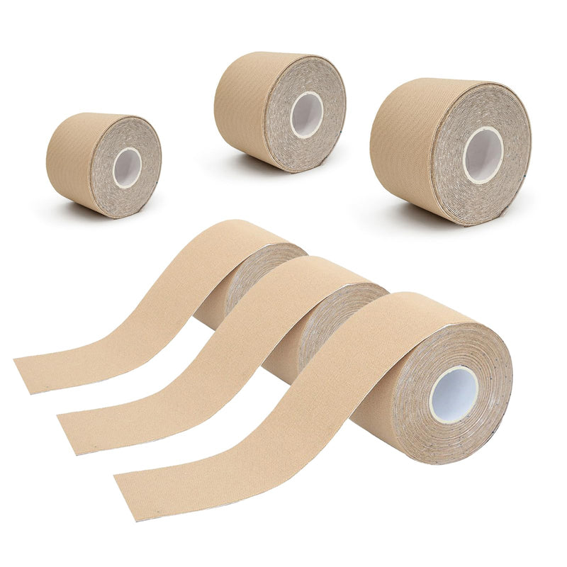 [Australia] - 6 Rolls Kinesiology Tape, 2in x 16.4ft Beige Latex Free Cotton Elastic Muscle Support Tape, Breathable Waterproof Sports Adhesive for Knee, Ankle, Shoulder, Wrist, Back Pain Relief 