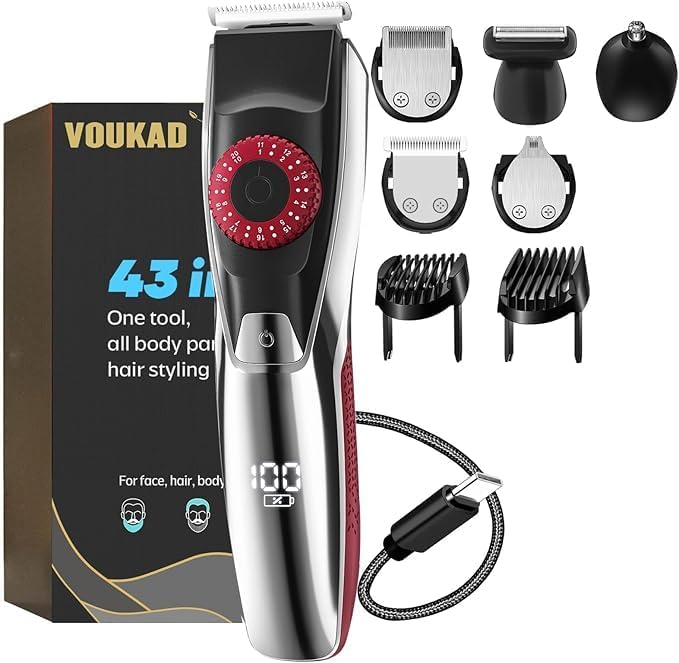 [Australia] - 40 Precisions Electric Beard Trimmer for Men, Mens Grooming Trimmer for Beard, Mustache, Face and Ear Hair, Multi-Series Clipper, Waterproof, USB C Charging, Soft Pouch (Red) Red 
