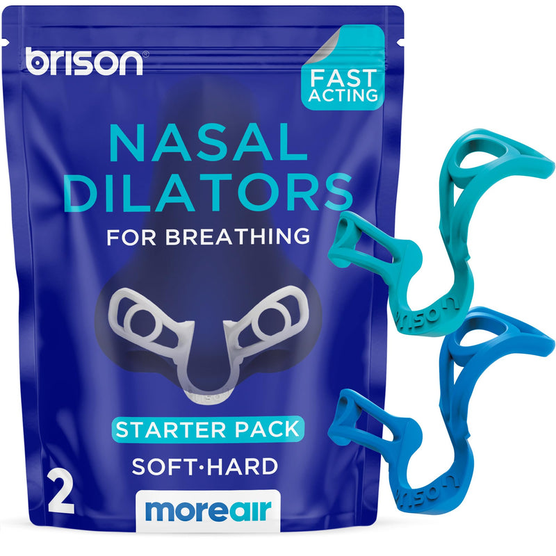 [Australia] - Brison Nasal Dilators - Nose Vents Opener for Better Breathing and Adults for Sleep and Activity Improves Airflow - 2pcs Soft-Hard Soft/Hard Turquoise Blue 