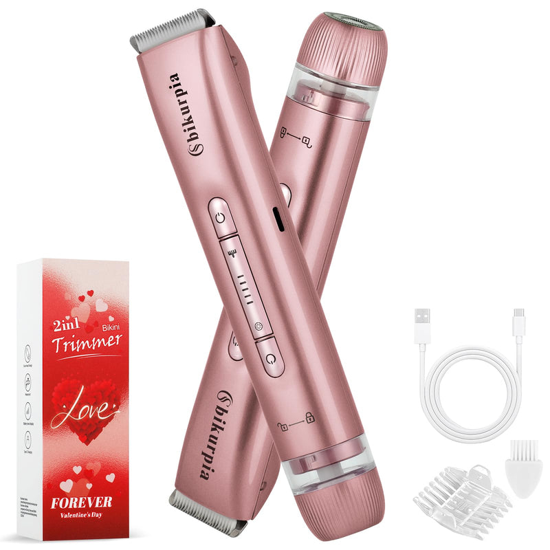 [Australia] - Bikini Trimmer for Women — 2-in-1 Replaceable Women's Facial Razor, Ceramic Blade,Intimate Area Hair Remover, Facial & Body Hair Remover 