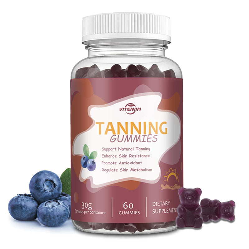 [Australia] - Tanning Gummies - Self Tan Supplement That Work Fast Without Sun - Daily Oral Chews with Beta Carotene Astaxanthin Lycopene & Vitamins for Skin Health Glow Up Sunless Tan - Vegan Sugar Free Blueberry 