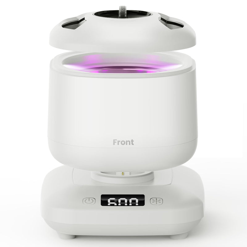 [Australia] - Retainer Cleaner Machine, Ultrasonic Dental Cleaner Pod for Retainers, Invisalign, Dentures, Mouth Guards & Jewelry, Detachable Design with Digital Timer & 4 Cleaning Modes 2025 White 