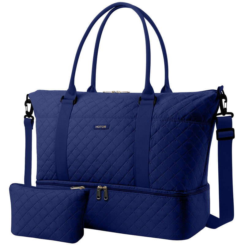 HOTOR Travel Duffel Bag - Weekender Bags for Women, Carry On Gym Tote Bags | with Toiletry Bag & Shoe Compartment, Overnight Bag for Travel Essentials, Travel Accessories, Dark Blue, 15.8"×18.1"×8.7" 15.8"×18.1"×8.7"