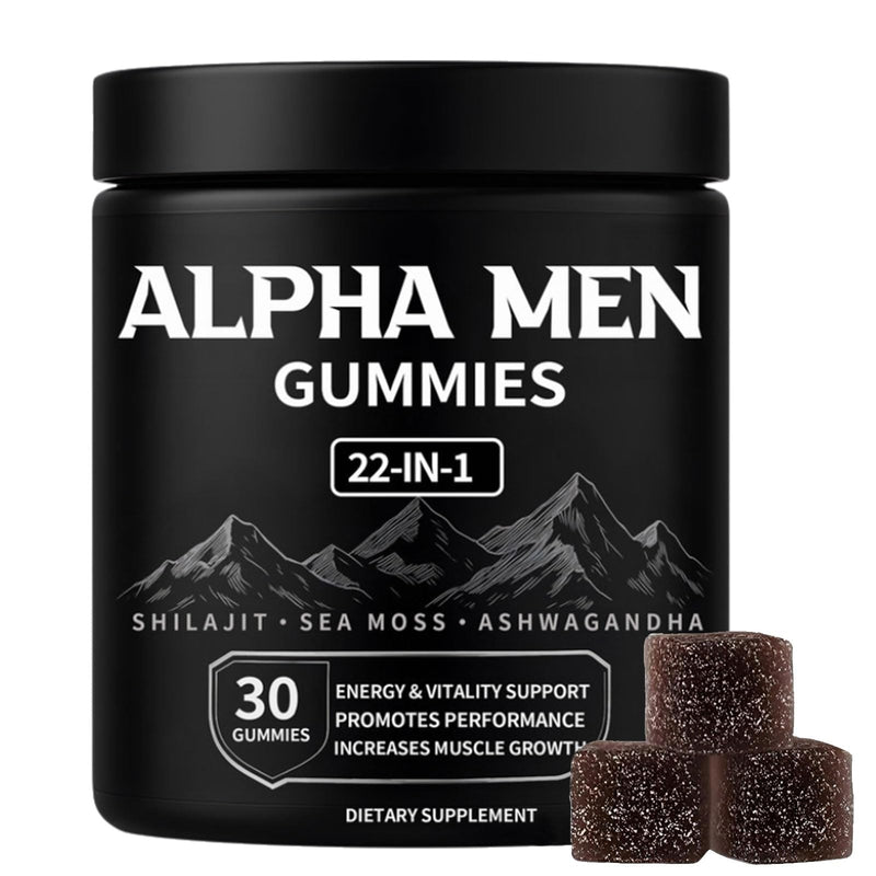 [Australia] - Alpha Gummies for Men - 22 in 1 Gummies with Pure Shilajit | Sea Moss | Ashwagandha | Organic Manuka Honey + 19 More Ingredients, Help Support Daily Energy, Drive & Active Performance, 30 Gummies 