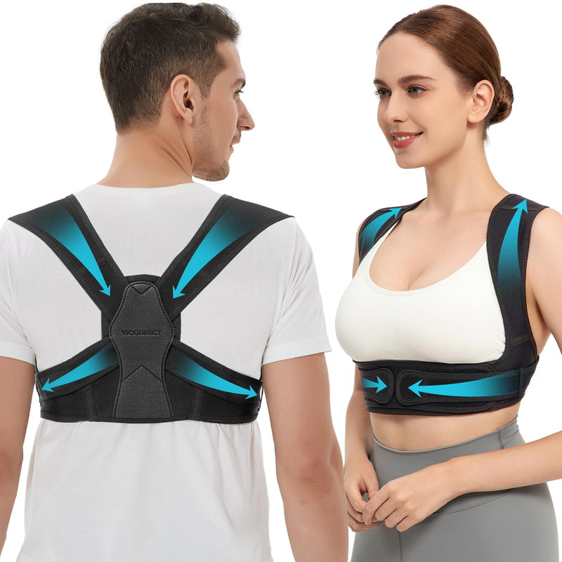 [Australia] - Vicorrect Posture Corrector for Women and Men: Adjustable Upper Back Brace Support - Shoulder Straightener Office Home Use Posture Trainer Small/Medium 
