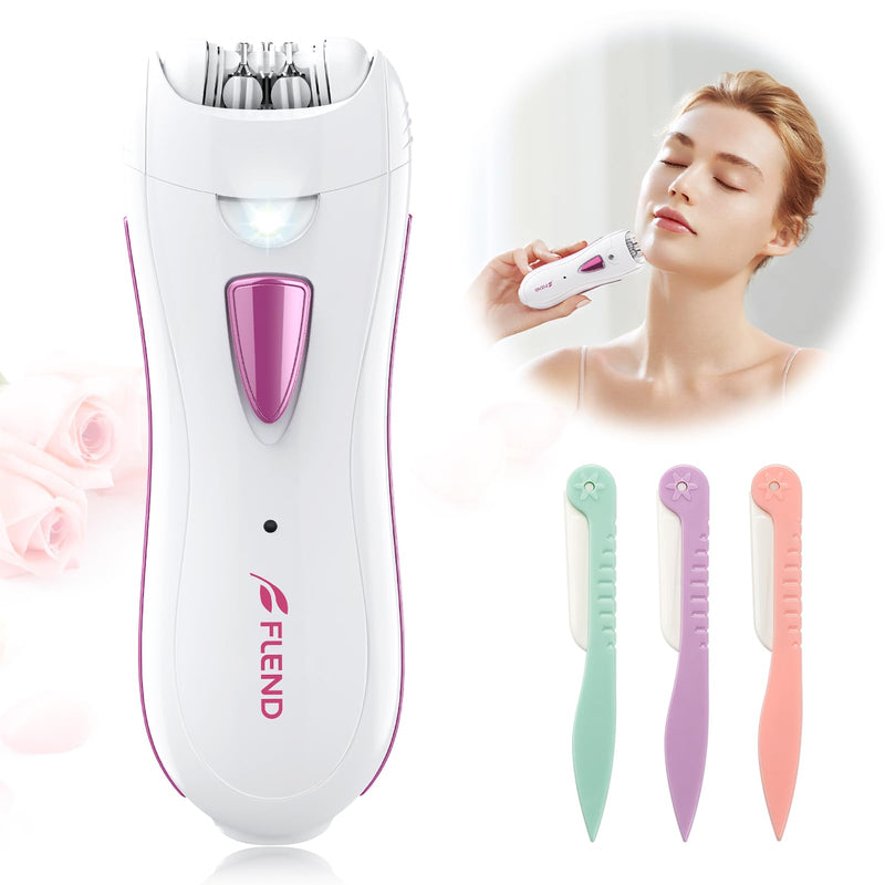 Epilator for Women, Smooth Glide Epilator Facial and Body Hair Remover with LED Light Rechargeable Hair Removal Device for Face, Bikini, Armpits, Arms, and Legs White-pink