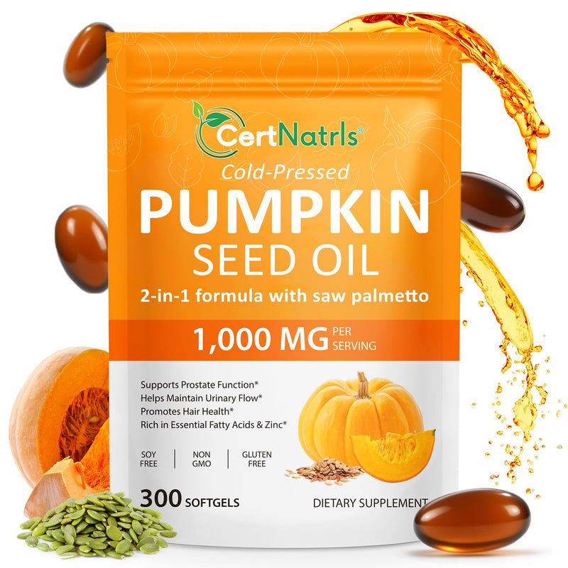 [Australia] - Pumpkin Seed Oil Capsules,2 in 1 Pumpkin Seed Oil with Saw Palmetto, Supplements Supports Hair Growth, Bladder & Prostate Health | Non-GMO 