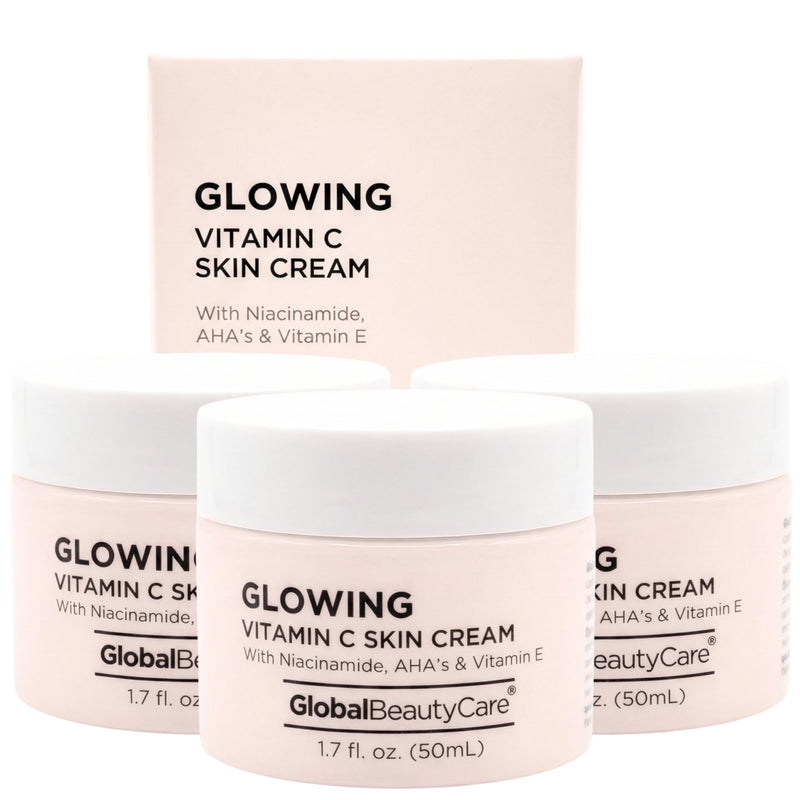 Global Beauty Care Glowing Vitamin C Skin Cream - Radiant Face Moisturizer to Improve Appearance of Uneven Skin Tone with Niacinamide, AHA & Vitamin E, Antioxidant Glow Support, 1.7 fl oz (3 Pack) 1.7 Fl Oz (Pack of 3)