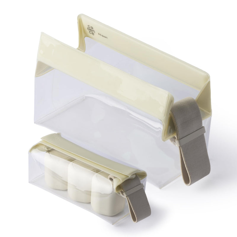 Cadence Parcel - Clear Travel Kit with Zipperless Magnetic Closure - Pebble, Small - Durable, Leak-Resistant and TSA Approved Toiletry Bag - Modular Organization - Recycled TPU (.5 Qt)