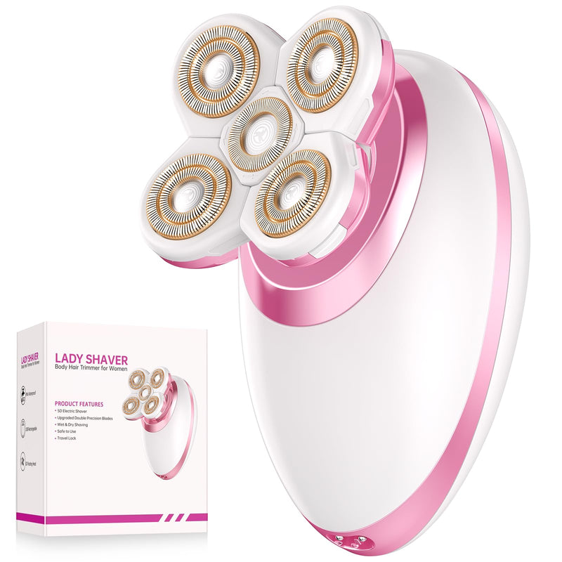 Electric Razors for Women Legs, Flawless Electric Shaver for Women, Rechargeable Waterproof Women's Bikini Trimmer for Arms Legs Underarms and Pubic Area (Pink) Pink