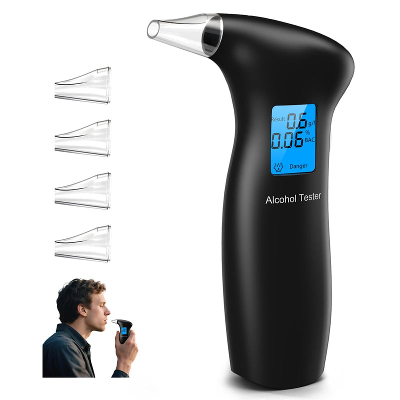[Australia] - Breathalyzer with Blue Backlit LCD - Professional Auto Power Off Alcohol Breathalyzer Tester, Easy to Carry for Party and Family Activities 