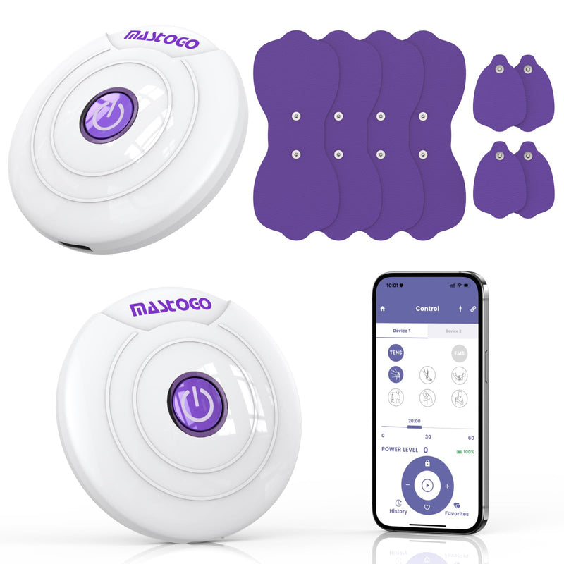 APP Wireless TENS Unit Muscle Stimulator 12 Modes for Pain Relief | Dual Host Independent Control, EMS Muscle Stimulator for Back, Shoulder, Legs Pain Relief, 20 Intensity, 8 Pcs Electrode Pads
