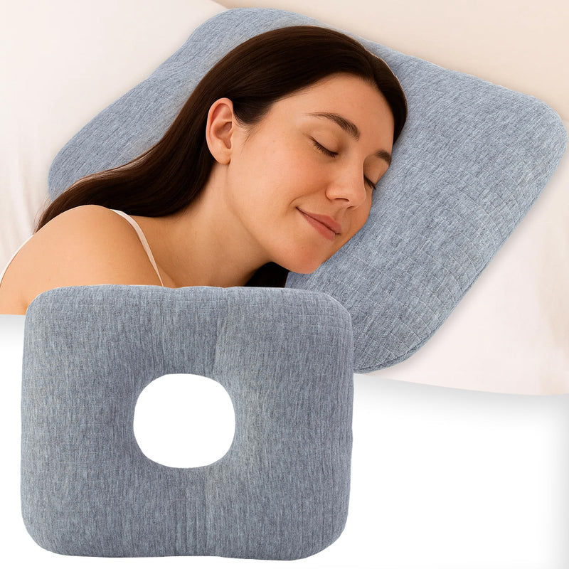 [Australia] - Piercing Pillow for Side Sleepers, Ear Pillow for Piercing, Donut Pillow for Ear Pain, Earring Inflammation Pressure Sores, CNH, Earring Pillow with Hole（Gray 