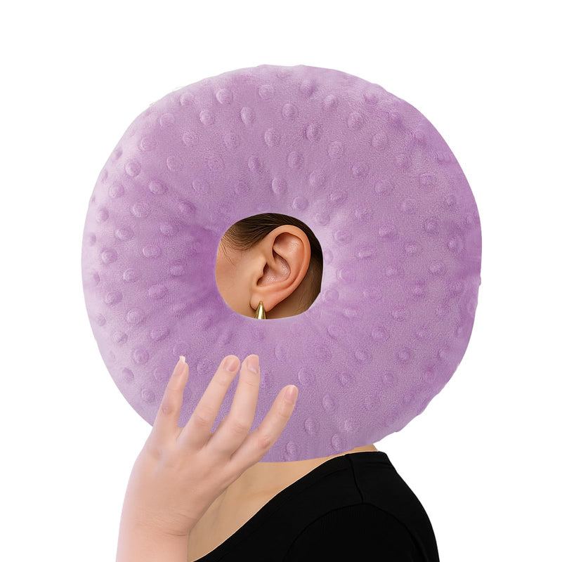 [Australia] - Ear Piercing Pillow, Soft and Comfortable Donut Pillow for Ear, Ear Pillows with Holes for Ear Pain, Piercing, Pain Relief Sleeping, Pressure Sore, Pillow with Ear Hole for Side Sleepers (Purple) Purple 