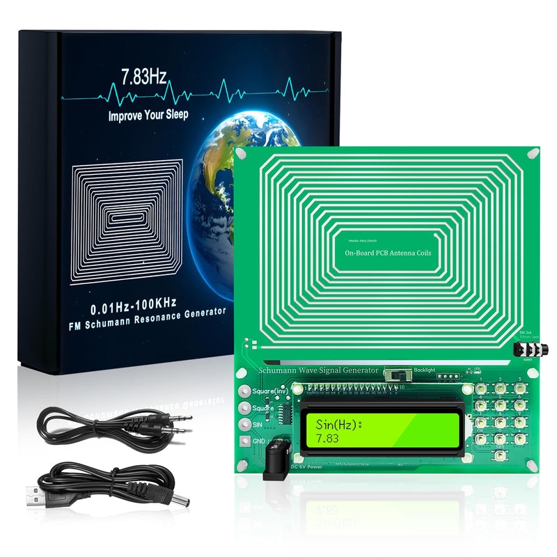 [Australia] - Adjustable Frequency Generator (0.01Hz-100KHz), 7.83Hz Schumann Resonance Generator with USB Cable and 3.5MM Audio Cable for Stress Relief, Improved Sleep, Meditation and Yoga Green 5.8 Inch 