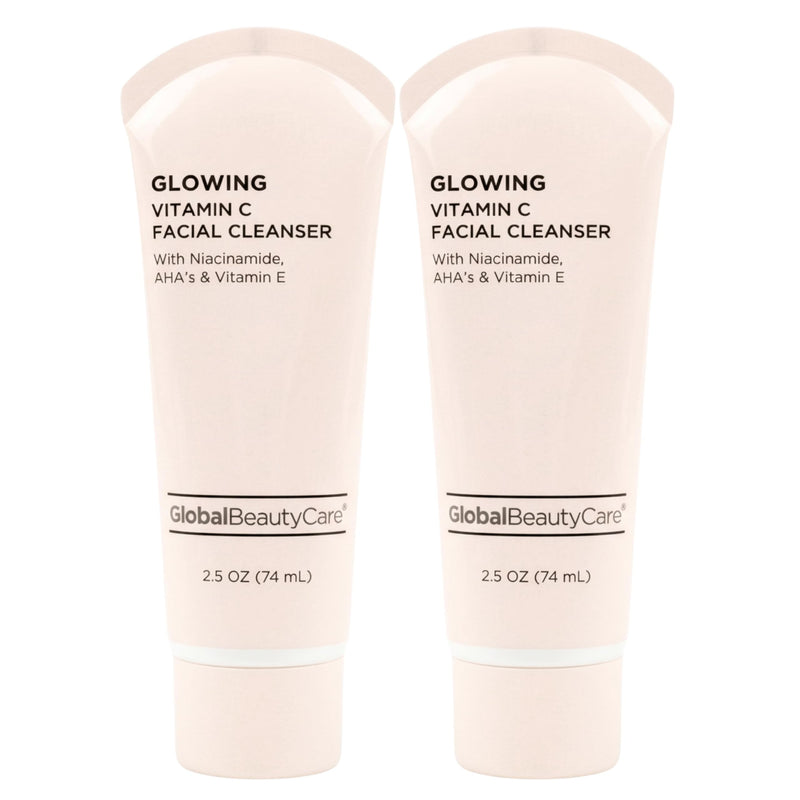 Global Beauty Care Glowing Facial Cleanser - Vitamin C Face Wash to Support Even-Looking Tone and Radiant, Brighter Skin with Niacinamide, AHA & Vitamin E, Gentle Daily Cleanser, 2.5 fl oz (2-Pack) 2.5 Fl Oz (Pack of 2)