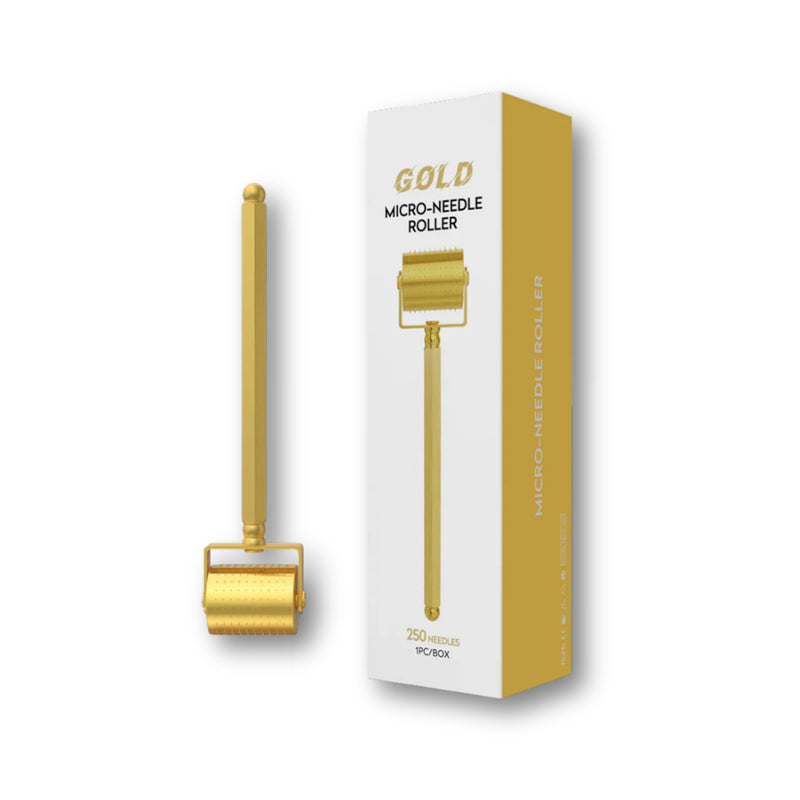 Luxury 24K Gold-Plated Derma Roller - Titatium Microneedle Cosmetic Beauty Tool for Face, Skin Care, Beard, and Home Self-Care - For Men & Women (0.25) 0.25