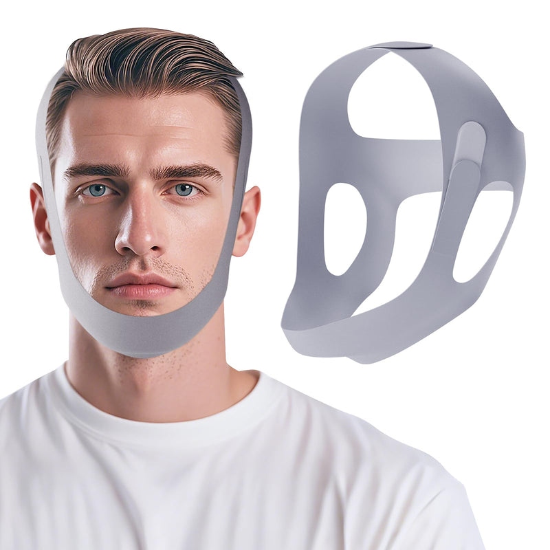 [Australia] - OHELEEP Anti Snore Chin Strap for CPAP Users, Snore Stopper Adjustable, Chin Strap for Sleeping Comfortable Stop Snoring Solution, Anti Snoring Devices Breathable and Reusable, Gray, M 1 