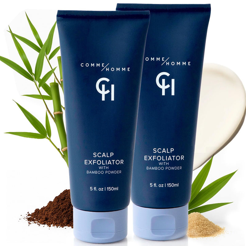 [Australia] - Comme Homme Scalp Exfoliator for Bald Men – Pre-Shave Scalp Scrub with Bamboo Stem Powder, Glycolic Acid, Aloe Leaf Juice & Caffeine – Removes Dead Skin Cells & Impurities – 5 fl oz/150 ml (Pack of 2) Pack of 2 