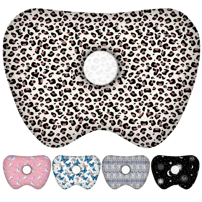 [Australia] - Ear Piercing Pillow with Ear Hole for Side Sleeper Relief Ear Pain,Cotton and Polyester Ear Pillows,Washable Ear Guard Pillow Leopard Print 17.5"x12.6" 