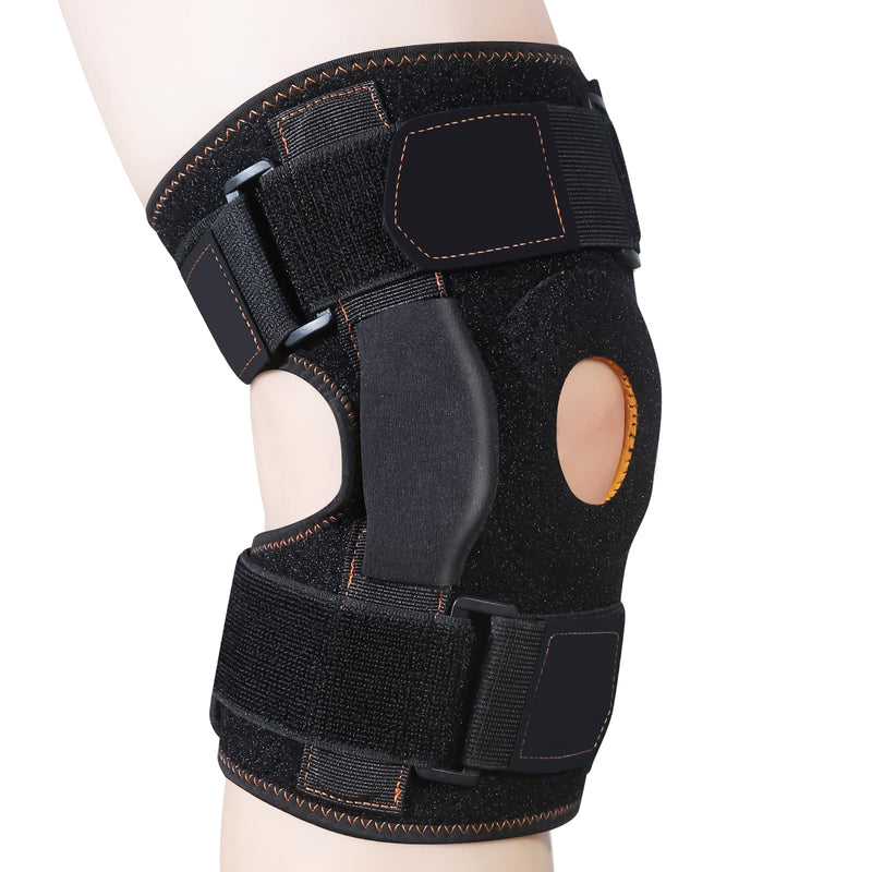 [Australia] - CHIYAN Hinged Knee Brace with Side Stabilizers for Men Women, Metal Hinge Knee Support for Meniscus Tear Arthritis Pain Relief, ACL, PCL, MCL Black Large(1 Pack) 