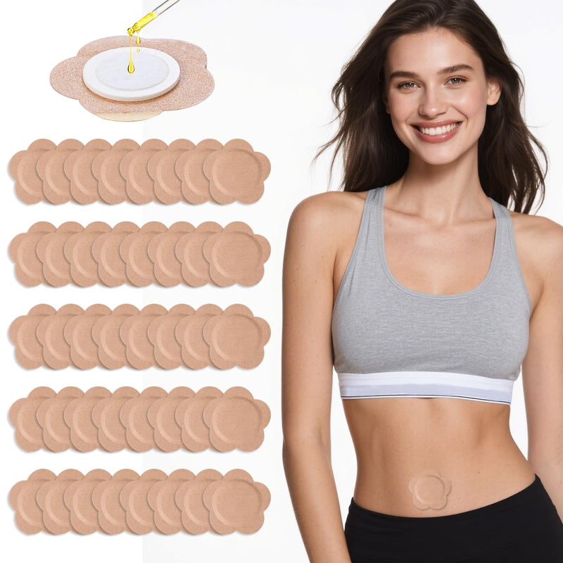 [Australia] - Castor Oil Patches for Belly Button, 100PCS Castor Oil Pack Wraps Organic Cotton Self-Adhesive Castors Oils Pack Anti Leakage Disposable Pads Portable & Breathable No Wash (Oil Not Included) 