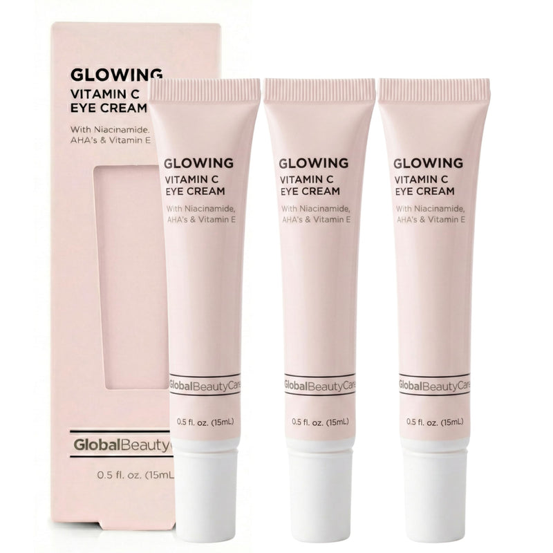 Global Beauty Care Glowing Vitamin C Eye Cream – Radiant Under Eye Treatment to Support Smooth Looking Skin with Niacinamide, AHA & Vitamin E, Antioxidant Care for Dark Circles, 0.5 fl oz (Pack of 3) 0.5 Fl Oz (Pack of 3)