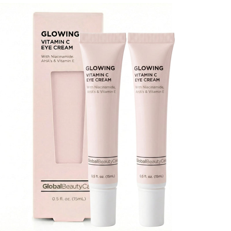Global Beauty Care Glowing Vitamin C Eye Cream – Radiant Under Eye Treatment to Support Smooth Looking Skin with Niacinamide, AHA & Vitamin E, Antioxidant Care for Dark Circles, 0.5 fl oz (Pack of 2) 0.5 Fl Oz (Pack of 2)