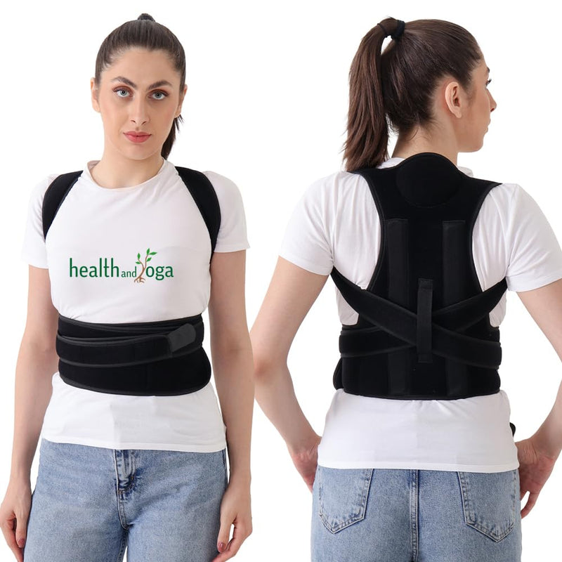 HealthAndYoga™ Posture Corrector Belt for Men and Women – Improved Posture Support Brace with Padded Cervical Support Guide, Fully Adjustable Shoulder Straps and – Improved Gait and Back Pain Relief (SPL) SPL