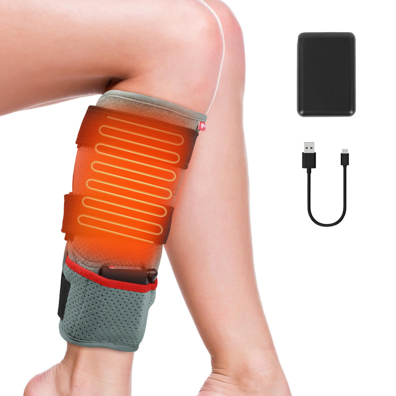 Portable Cordless Leg Heating Pad with 7.4V 6000mAh Battery | Electric Heated Knee Brace Warmers Wrap with 3 Temperature Settings, Gifts for Men Women, FSA Eligible HSA Gray