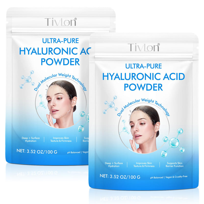 [Australia] - Hyaluronic Acid Powder for Skin, 2Pack High Molecular Weight for Anti-Aging & Deep Hydration, Cosmetic Grade Water Soluble Powder, Vegan, Gluten-Free | DIY Serum & Cream BaseÔºå7.6oz 