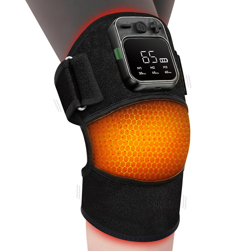 Knee Massager with Heat for Pain Relief V5.0[2026 Upgraded] - Electric Cordless Heated Knee Brace with 6 Heat Levels and 3 Vibration Massage Mode, Gifts for Men Women (Black, 1-Pack) Black (1pack)