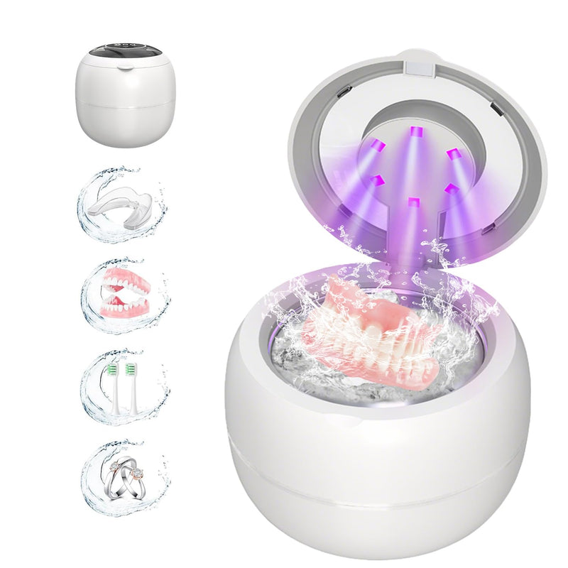 [Australia] - Wireless Ultrasonic Cleaner,Westdeer 45kHz,UV Cleaning,for Dentures,Watch Bands,Toothbrush Heads,Pacifiers,Jewelry Rings,4 Modes,210ml Capacity,Travel (white) White 