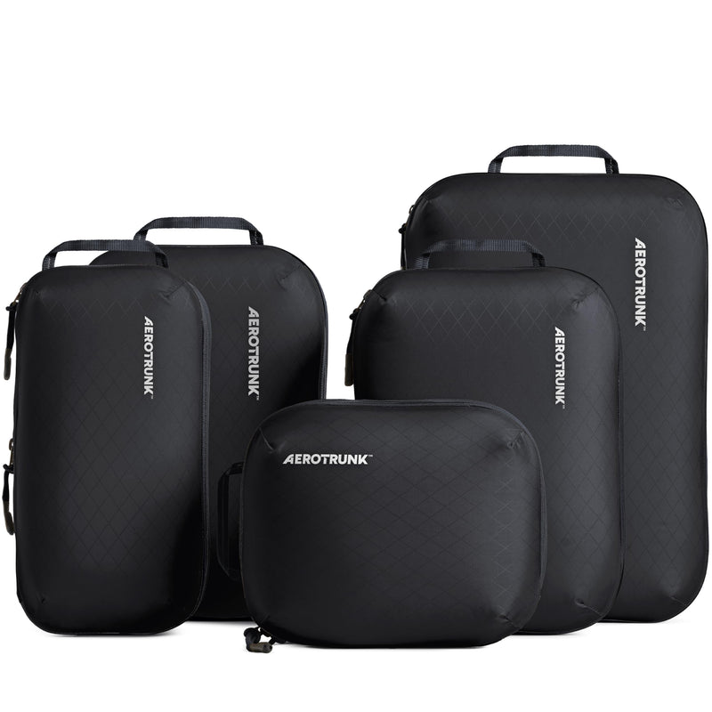 Ultralight Compression Packing Cubes for Travel, 6-Pack, Black | Pack 2x more clothes, Maximize luggage space, YKK Compression zippers, Stay organized, Ultralight travel organizer bags