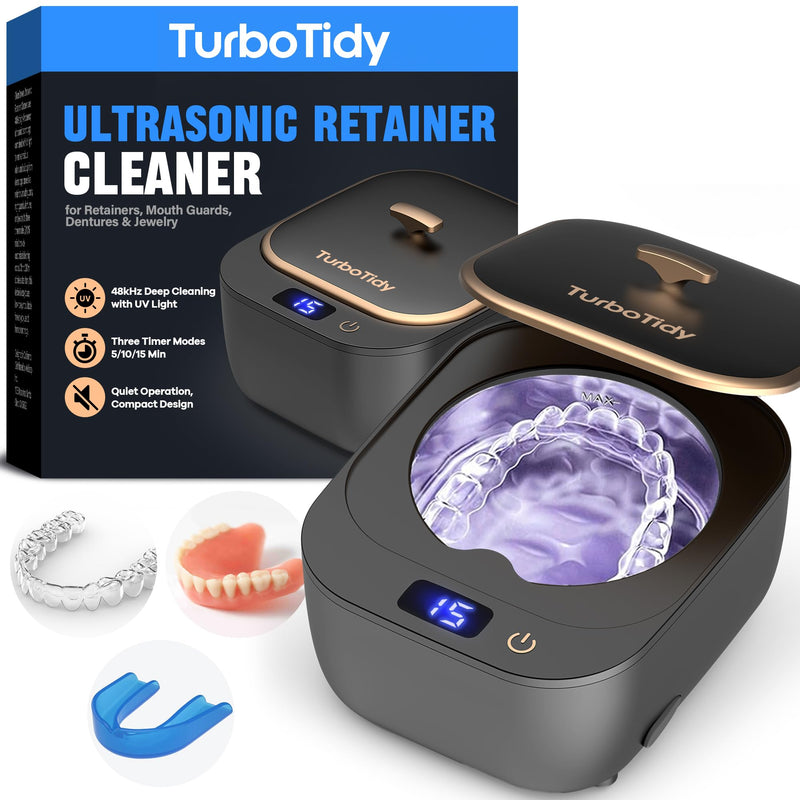 [Australia] - Retainer Cleaner, Ultrasonic Cleaner for Retainers, Mouth Guards, Night Guards & Dentures, Jewelry Cleaner, 48kHz & 3 Timer Modes with UV, 200ml for All Dental Appliances 
