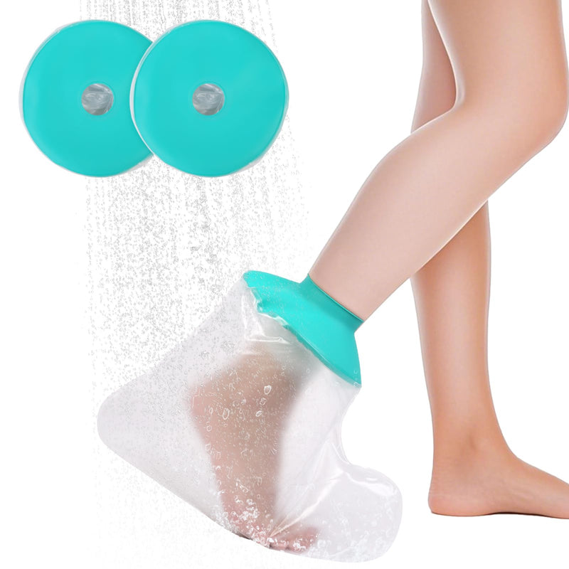 [Australia] - 2PK Waterproof Leg Cast Cover for Showering - Reusable Shower Sleeve for Ankle After Surgery, Watertight Non-Slip Adult Fracture Protector Bag, Water Proof Medical Covers for Heel/Foot/Wound/Bandages Ankle-green 2PK-Opening: 9–14in 