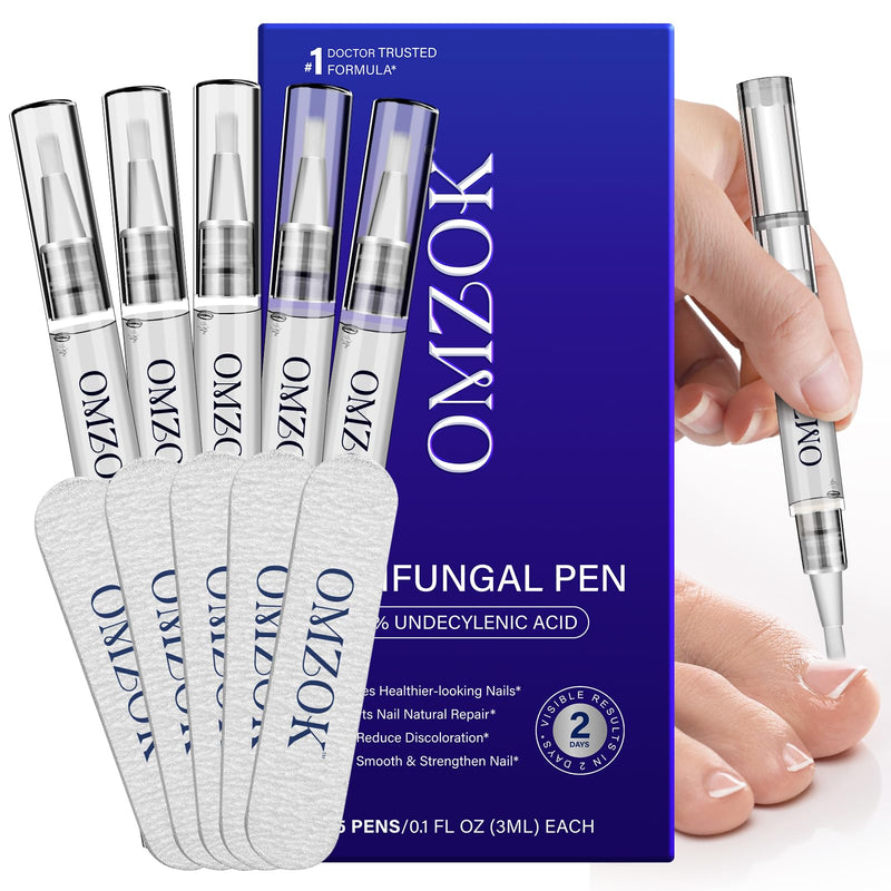 Toenail Fungus Pen - 25% Undecylenic Acid, Tea Tree Oil - Toenail Fungus Treatment Extra Strength for Toe Nail Repair Pen for Damaged Nails, Foot Fungal Nail Treatment for Fungi Funginail - 5pcs
