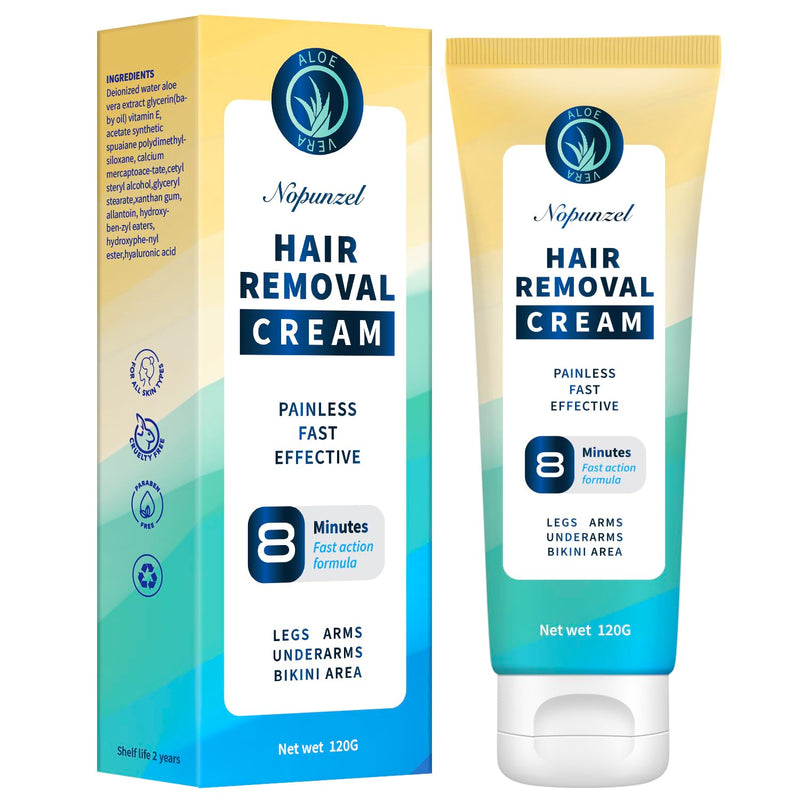 Hair Removal Cream: Hair Remover for Women and Men - Sensitive Intimate Hair Removal - Painless Depilatory Cream - Private Areas Pubic Areas Bikini Body Legs Arms Underarms - All Skin Types - 120g 2.8 Ounce (Pack of 1)