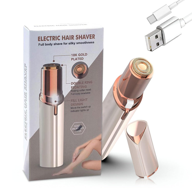 [Australia] - Facial Hair Remover for Women – Electric Face Razor with Light, Hair Removal for Upper Lip, Chin & Cheeks – Color Champagne 