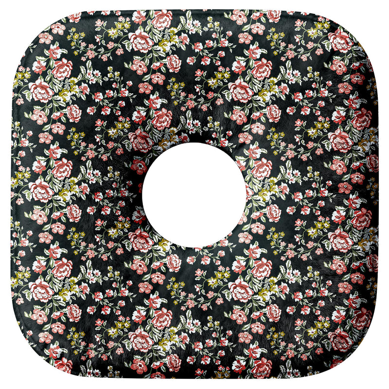 [Australia] - Ear Piercing Pillow with Ear Hole for Side Sleeper Relief Ear Pain,Cotton and Polyester Ear Pillows,Washable Ear Guard Pillow Black Flower One Size 