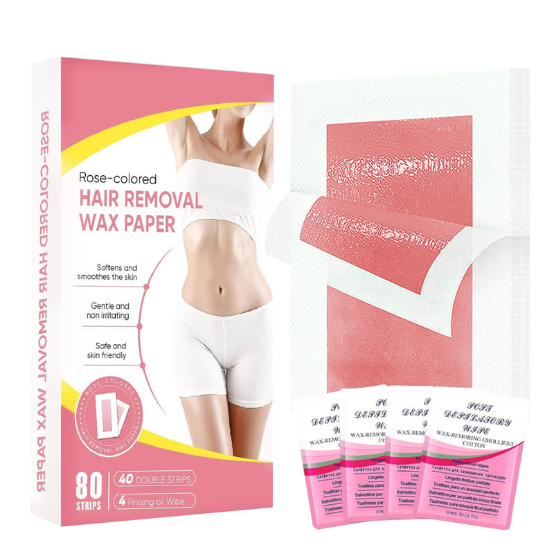 80 Pcs Wax Strips for Hair Removal, Facial Hair Removal Waxing Strips Kit for Women Face, Gentle Fast Wax Strips for Bikini, Chest, Body, Arms, Legs, Back & Brazilian, 4 Calming Oil Wipes 80 Count (Pack of 1)