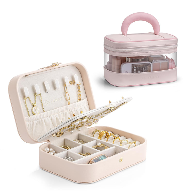 VLANDO Travel Jewelry Case & Travel Makeup Bag